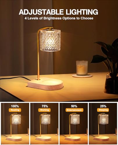 Small Bedside Table Lamp for Bedroom: Glass Shade Bedside Lamps for Nightstand, Dimmable Night Stand Light Lamp with Timer for Living Room, Dorm, Home Office Decor (1*LED Bulb Included)