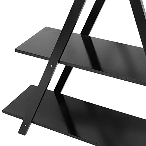 SUPER DEAL A Frame Bookshelf Storage Shelves, 4 Tier Ladder Bookcase Free Standing, Plant Book Display Furniture for Home Office, Black
