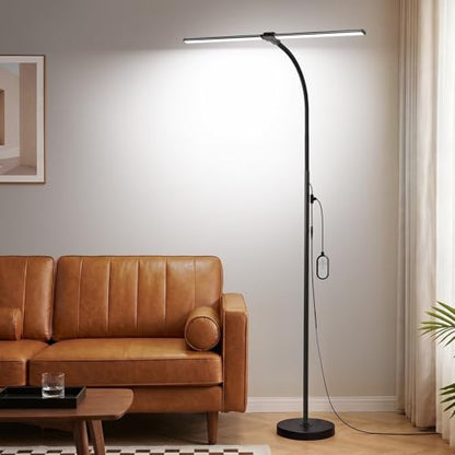 LED Floor Lamp 20W 1400LM Adjustable Neck, Bright Color Changing Light - color: Black
