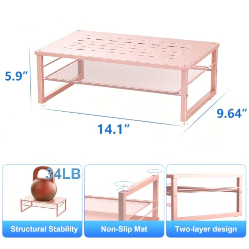 gianotter 2-Tier Metal Monitor Stand Riser - color: Rose Gold