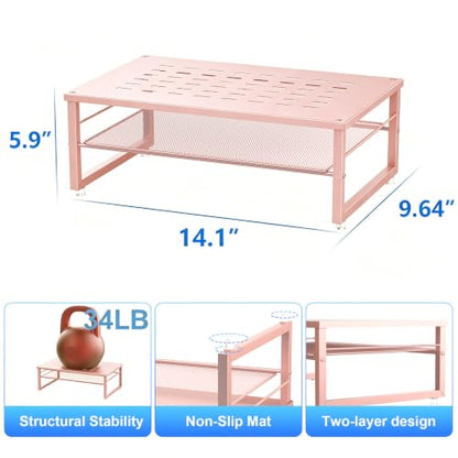 gianotter 2-Tier Metal Monitor Stand Riser - color: Rose Gold