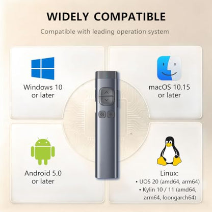 N97s Presentation Clicker for Powerpoint Presentations with Digital Pointer | ①Red laser Pointer②Metal Housing③Magnifier/Highlight/Mouse Left Click④TV Screen & Projector Clicker⑤Built-in Storage Receiver - color: Red - BLE&USB-A