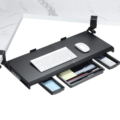 ETHU Corner Keyboard Tray Under Desk with Metal Rail, 26.8x11.8", Black - color: Black
