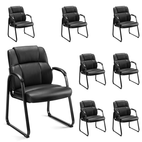 DUMOS Office Desk Guest Chair Set of 8, Leather Waiting Room Chairs with Padded Arms for Elderly Home Reception Area Conference Room Lobby Side breakroom - size: Set of 8