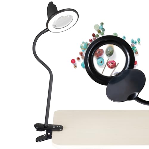 OttLite LED Clip-On Magnifier Lamp with Optical Grade Magnification, Black - color: Black