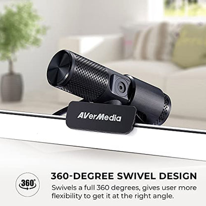 AVerMedia Live Streamer Cam 313 - Full HD 1080P Webcam with Privacy Shutter, Dual Microphone, 360 Degree Swivel for Video Conference - NDAA Compliant (PW313) - style: 1080p30 Fixed Focus
