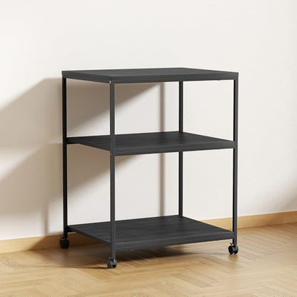 Large Printer Stand with Wheels, 3 Tier Printer Table for Home Office, Rolling Printer Cart with Adjustable Storage Shelf for Shredder Scanner Fax (Black) - color: Black