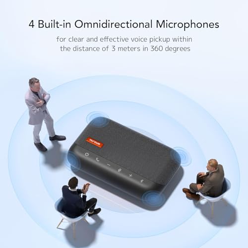 NUROUM A15 Conference Speaker and Microphone, Portable Bluetooth Wireless Speakerphone, 360° Noise Cancelling Voice Pickup, Daisy Chian for Calls/Computer/PC/Laptop via Bluetooth/Dongle/USB-A/C Grey - style: A15-Grey