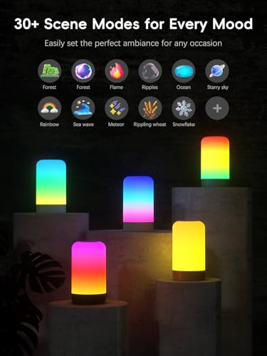 RGBICWW Smart Table Lamp, Touch Bedside Lamp LED Desk Lamp with App Control - color: Gold