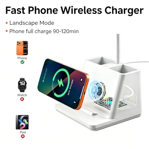 AXX Cute Small Desk Lamp with Fast Wireless Charger for College Dorm Room