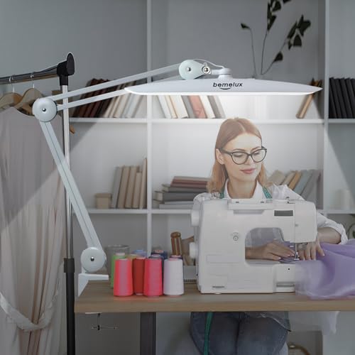 LED Desk Lamp with Clamp,Dimming Task Lamp for Reading Desktop Office Workbench Table Architect Sewing Study Home Craft,Bright 117PCS LEDs,2200 Lumens 20 Inch Metal Swivel Arm Work Lamp(White) - size: WHITE-NonCCT-Non Protective