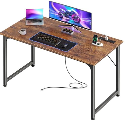 PRAISUN 40 X 20 Inch Computer Desk, Power Outlets, USB-C, Rustic Brown - color: Rustic Brown, size: 40inch