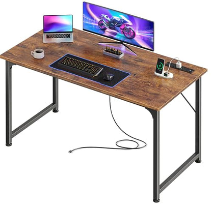 PRAISUN 40 X 20 Inch Computer Desk, Power Outlets, USB-C, Rustic Brown - color: Rustic Brown, size: 40inch