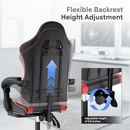 Athena Collection Ergonomic Gaming Chair for Adults, Red | Height Adjustable Office Chair Computer Desk Chair with Footrest & Headrest Lumbar Support for Office & Home, 350lbs - color: Red