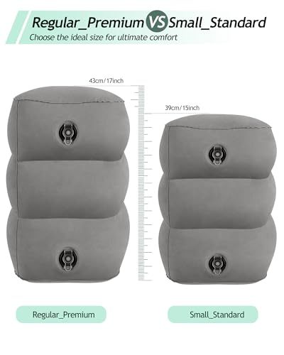 Inflatable Foot Rest Pillow, Kids Airplane Bed, Adjustable Height Leg Rest Pillow, Airplane Travel Essentials Great for Airplane, Office, Home, Trains, Cars(Grey) - color: Grey(small_standard)