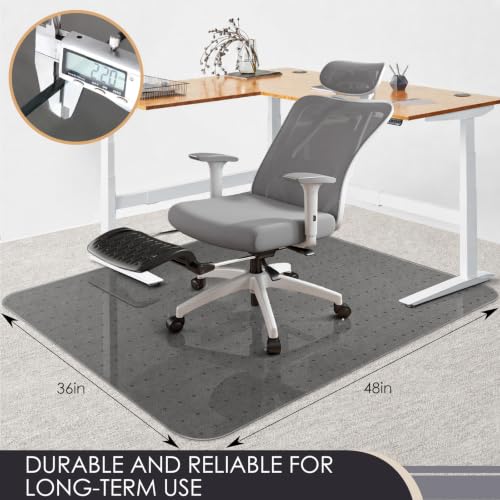 Kuyal Office Chair Mat for Carpet, Set of 2, Heavy Duty Computer Chair Mat | 36''x48'', Under Desk Protector Carpeted Floors Mat, Easy Chair Movement,Ship Flat, Gray - color: Grey, size: 36" X 48" 2Pack