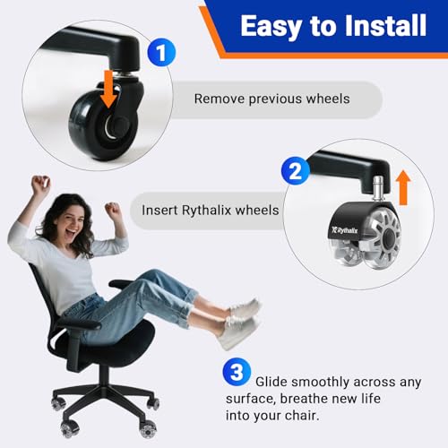 2.5" Office Chair Wheels Set of 5 - Desk Chair Caster Wheels - size: 2.5 Inch