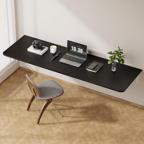 Dogsky Wall Mounted Folding Table 72x15.7 in - 600LB Capacity | Heavy Duty Wall Floating Desk, Extra-Long Fold Down Workbench for Home Office, Laundry Room & Kitchen, Black - color: Black, size: 72" x 15.7"