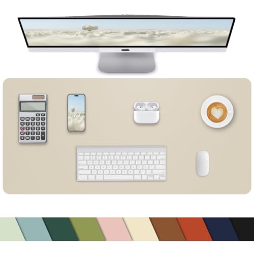 Small Desk Mat,Leather Desk Pad Protector,Desk Mouse pad,Office Desk mat,Laptop Mat for Desk, Non-Slip PU Leather Desk Blotter,Waterproof Desk Writing Pad for Office/Home(23.6"x13.7",Beige) - color: Beige, size: 23.6" x 13.7"