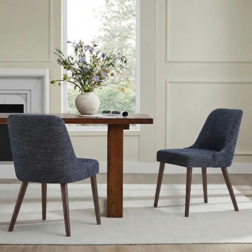 CHITA Mid-Century Modern Dining Chair, Set of 2, Dark Blue in Fabric | Upholstered Dining Chairs for Dining Room Living Room, Dining Room Chairs with Sturdy Wood Frame, Fabric Accent Chair - color: Dark Blue in Fabric, 2pcs