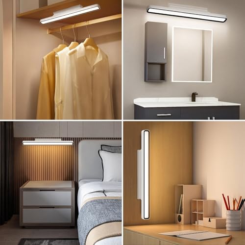 Desk Light Bar Under Desk Lights 16.5 in for Home Office, Under Shelf | Magnetic Rechargeable LED Remote Control 3000K 4500K 6000K Color Temperature Battery Powered - color: White #Remote