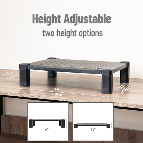Mind Reader Monitor Stand, Height Adjustable, Desktop Organizer, Laptop Riser, Office, 17.25"L x 13.25"W x 4"H, Black - style: Monitor Stand