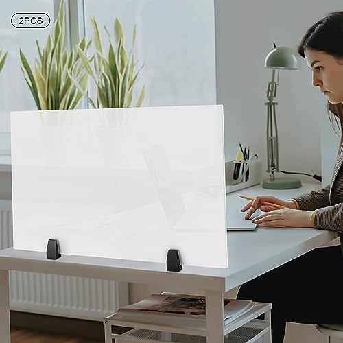 Dual Frosted Plexiglass Clamp-on Desk Privacy Panels, Acrylic Desk Dividers, Office Partitions, Pack of 2 | 30 x 18 inch
