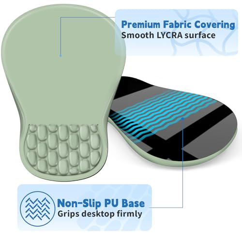YIWEI Ergonomic Mouse Pad with Wrist Rest for Carpal Tunnel Pain Relief - color: Green