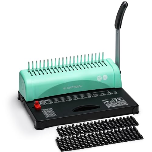 OFFNOVA Binding Machine, 21-Hole 450 Sheets Paper Comb Punch Binder Machine for Letter Size / A4 / A5 Paper, Easy to Punch Handle, Adjustable Margin - style: Gen2
