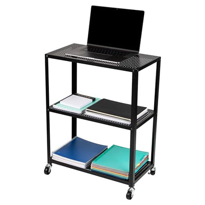 Mind Reader Rolling Cart, Rolling Cart, Microwave Stand, 3-Tier, Coffee Cart, Office, Metal, 23" L x 12" W x 30" H, Black - style: 3-Tier