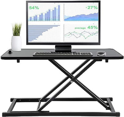 PayLessHere 29" Standing Desk Converter Height Adjustable Desk Riser | Computer Workstation Standard Office Stand Up Desktop Gas Lift Sit-Stand Large Working Area Platform Riser - size: 29 In
