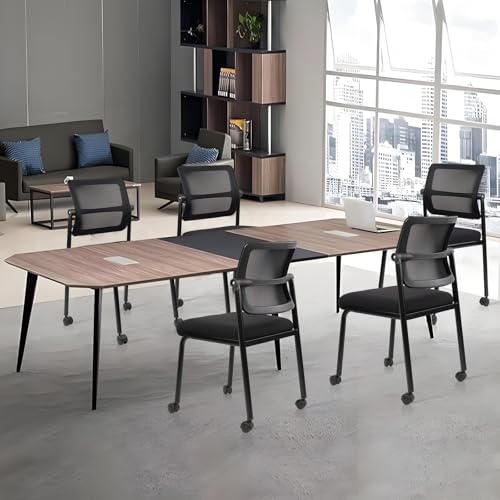 CLATINA Stacking Armless Office Guest Chair with Wheels, Stackable Mesh Waiting Room Reception Desk Chairs with Adjustable Backrest for Conference Lobby Side School, Black, 4PK - size: 4 Pack