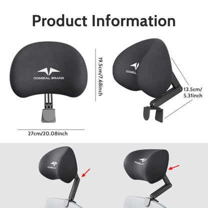 Office Chair Headrest Attachment Adjustable & Detachable Headrest Ergonomic Neck Support for Office Chair Memory Foam Mesh Head Pillow Seat Head Rest.