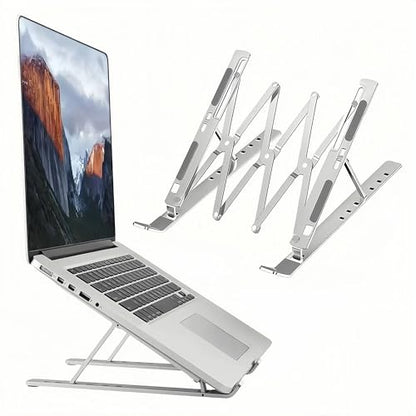 Laptop Stand for Desk, Adjustable Laptop Riser, Silver | Foldable Laptop Stands Travel for 10-17” Laptops, MacBook, Notebook - color: Silver