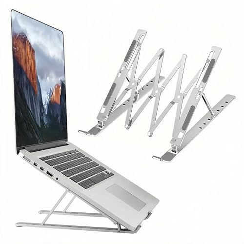 Laptop Stand for Desk, Adjustable Laptop Riser, Silver | Foldable Laptop Stands Travel for 10-17” Laptops, MacBook, Notebook - color: Silver