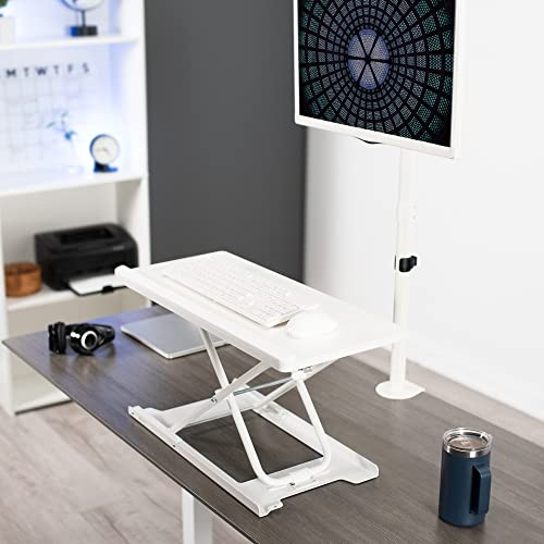 VIVO White 27 in Single Top Keyboard and Mouse Riser, DESK-V000PW - color: White