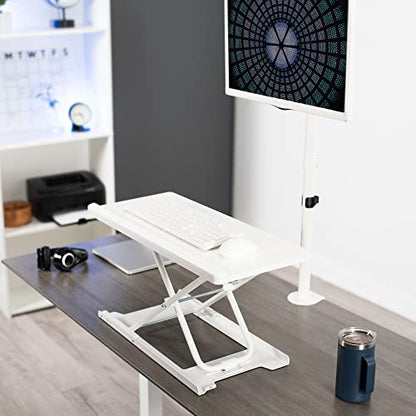 VIVO White 27 in Single Top Keyboard and Mouse Riser, DESK-V000PW - color: White