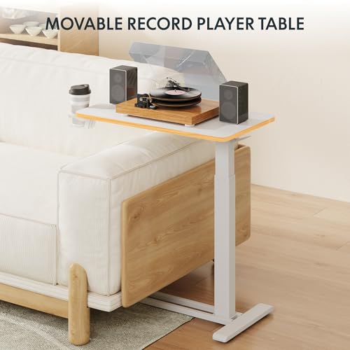 FLEXISPOT H7 28" Pneumatic Height-Adjustable Overbed Table with Wheels - color: White Maple, size: Small