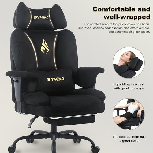 Symino Ergonomic Gaming Chair with Footrest & 155° Recline - color: Black-horn