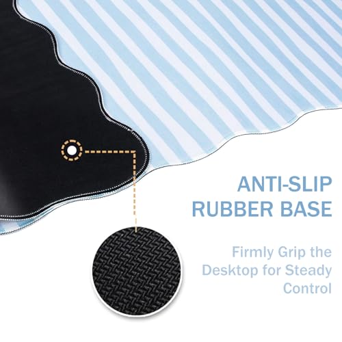 L-SPOUTTO Blue Striped Mouse Pad,Scalloped Desk Mat XXL Large Geometric Gaming Mousepad,35.4x15.7in Non-Slip Rubber Base Keyboard Pad Waterproof Desktop Mat for Laptop Computer Game Home Office - color: Blue Striped