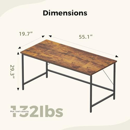 Mericonia 55x20 Inch Computer Desk, 0.6" Thick Small Office Table - color: Rustic Brown, size: 55",0.6"T