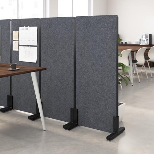 Bush Business Furniture 24W x 55H Freestanding Privacy Screen in Cool Charcoal, Standing Office Partition with Acoustic Sound Dampening Panel - color: Cool Charcoal