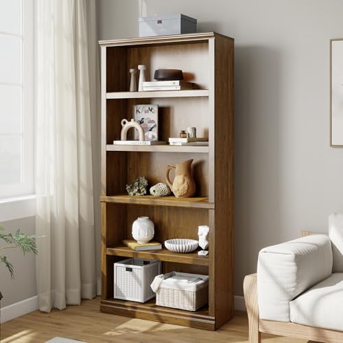 Bevfint 70 in Vintage Oak Bookcase, 5-Tier Tall Bookshelf Open Storage | 33 inch Wide Floor Standing Indoor Book Shelf Furniture, Book Cases for Home School Library Office Bedroom Kids - color: Vintage Oak, size: 5-Tier Open Bookcase