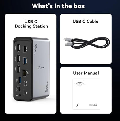 TobenONE 18 in 1 Laptop Docking Station 3 Monitors,Triple 4K HDMI,9 USB C/A
