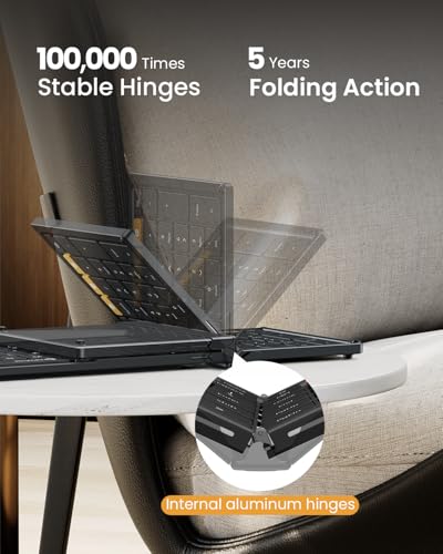 ProtoArc XKM01 Full-Size Foldable Keyboard Mouse Combo for Travel - Black - color: Black