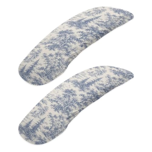 Office Chair Armrest Covers Set of 2, Toile de Jouy Printed Soft Stretch Chair Arm Covers, Removable Computer Chair Armrest Covers with Elastic Edge, Easy to Install, Home Decor - color: Blue and Beige - Toile De Jouy