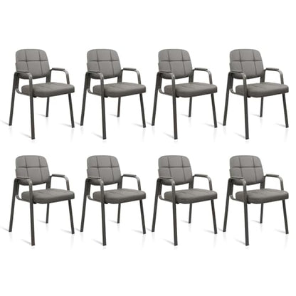 CLATINA Waiting Room Guest Chair with Bonded Leather Padded Arm Rest for Office Reception and Conference Desk(Grey 8 Pack) - color: Grey, size: 8 Pack