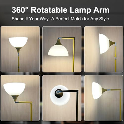 Torchiere Floor Lamp, 76" Tall Light Stand Lamp Dimmable with Remote, Gold - color: Gold