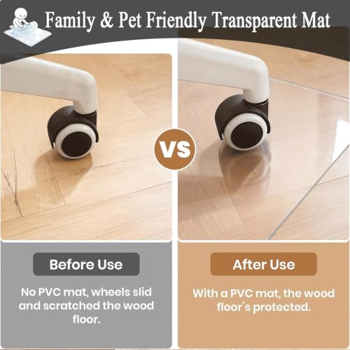3x16.7FT Large Clear Floor Mat，Plastic Table Cover,2 MM Thick Clear Table Protector, Rectangle Desk Mat, Waterproof & Easy Cleaning for Office Dresser Night Stand
