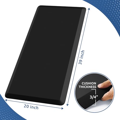 0.8" Thick Kitchen Mat Cushioned Anti Fatigue Rug Comfort Floor Mats - color: Black, size: 39"L x 20"W x 0.8"Th